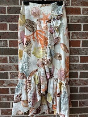 Maeve by Anthropologie Wrap Maxi Skirt with Natural Shell Print